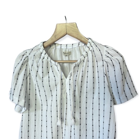 Madewell Women’s Tie Neck Short Sleeve Tunic Top, XS - Picture 4 of 10